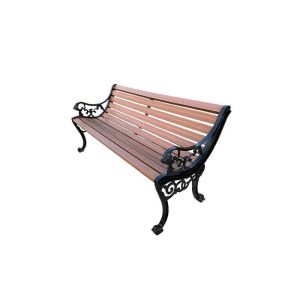 Modische Terassenbank mit Holzlatten in Karamell und geschwungener Armlehne, 59"L x 16"B x 18"H