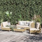 Einfaches, UV-beständiges, legierungsgerahmtes gelbes Sofa mit Kissen für 4 Personen, 1 Stück, 4-Sitzer Sofa