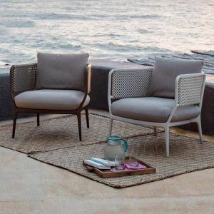 Sofa, UV-beständiger Metallrahmen für 1, trendiger Stil, Kissen enthalten, 1 Stück, dunkelgrau