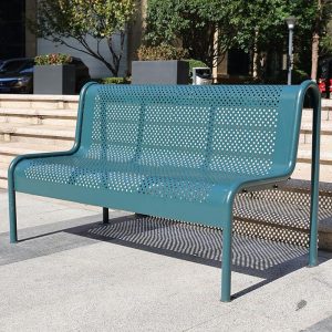 Einfache Outdoor-Bank mit Stahl in Olivgrün und Rücken, Schwarzgrün, 59"L x 29"B x 35"H