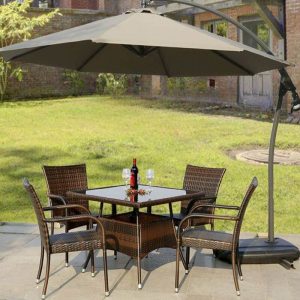 Feuerbeständiges Outdoor-Bar-Höhe-Esstischset mit Vitreous-Tischplatte, quadratischer Ink-Tisch, 3-teiliges Set mit Stuhl & Tisch, 31.5"L x 31.5"B x 28.3"H, Schreibtisch mit 2 Stühlen