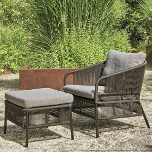 Einfaches Metallsofa für 1 Person mit 1 wasserfesten Rahmen, braunem Rahmen und Kissen, 1-Sitzer Sofa
