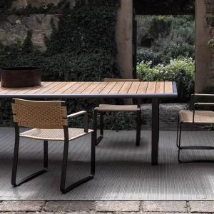 Steingrauer Patio-Esstisch mit rechteckiger Platte im Art-Deco-Stil, 94,5"L x 31,5"B x 29,5"H, nur Tisch