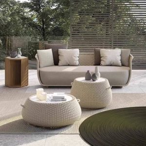 Loveseat, Naturholz mit Kissen für 2, UV-beständiges trendiges Style-Kissen inklusive, 1 Stück, Dunkelgrau, Loveseat