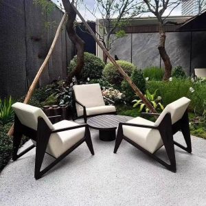 Casual Schwarze Wasserdichte Sofa für 1 Person mit Kissen und 1-teiligem Set - Teak 1-Sitzer Sofa