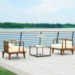 Caramel Edelstahl Loveseat für 2 Personen mit UV-beständigem Rahmen, trendigem Stil und Kissen - 1 Stück, 2-Sitzer Sofa