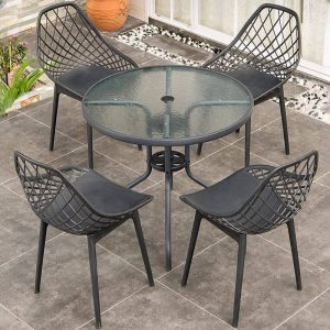 Art Deco Plastik Tinte Patio Seitenstuhl mit 1 Stuhl, Rot