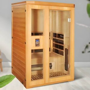 Holz-Infrarotkabine mit 1 Tür, beige, LED-Beleuchtung und Belüftung - 47"L x 43"B x 75"H