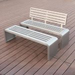Moderne Edelstahl Gartenbank mit Rückenlehne, 55"L x 16"B x 35"H