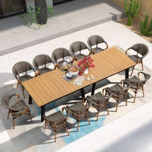Moderner Aluminium Metall Garten Armlehnenstuhl mit Auburn Rahmen, 4 Stühle, 4 Stühle