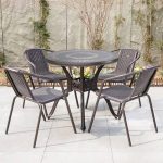 Casual Ink Alloy Patio Esszimmer-Set, 5-teilig wetterfest mit Stuhl und Tisch, 31.5"L x 31.5"B x 28.3"H, Tisch & 4 Stühle