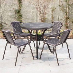 Casual Ink Alloy Patio Esszimmer-Set, 5-teilig wetterfest mit Stuhl und Tisch, 31.5"L x 31.5"B x 28.3"H, Tisch & 4 Stühle
