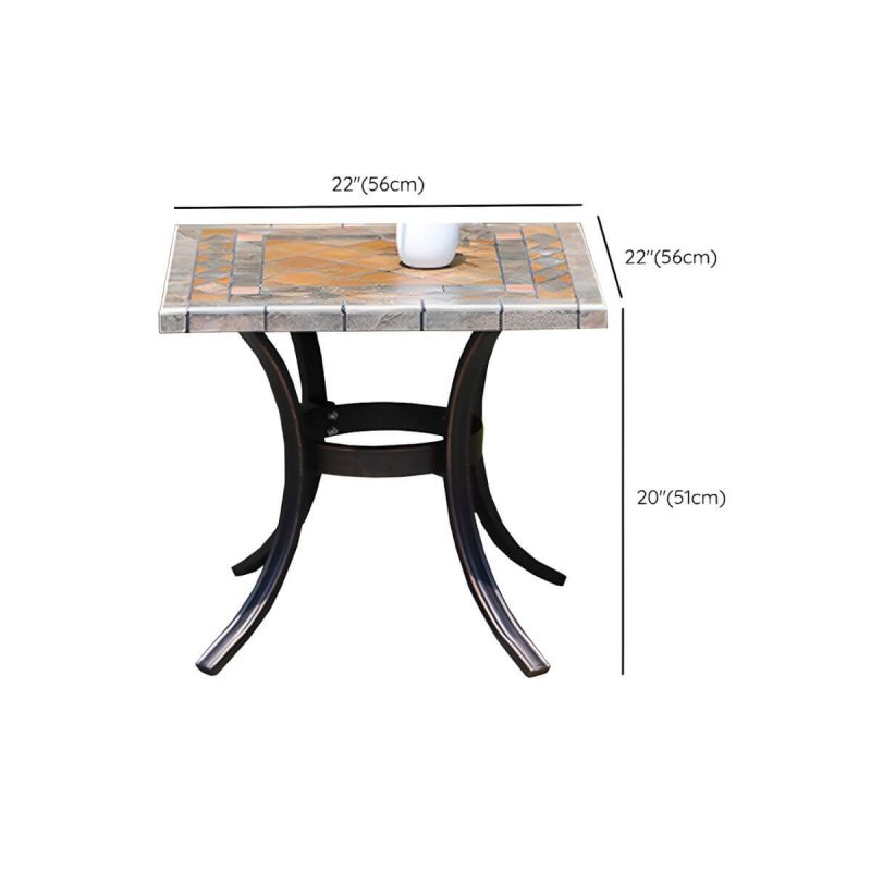Dimension of Moderner Outdoor-Patio-Tisch aus Keramik, rostbeständiger Patio-Tisch mit Aluminiumrahmen - Nur Tisch 22"L x 22"B x 20"H
