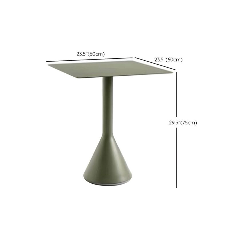 Dimension of Wasserfester Eisen-Patio-Tisch Moderne Grüne Metall-Couchtisch - 23,6"L x 23,6"B x 29,5"H Quadratischer Tisch Nur