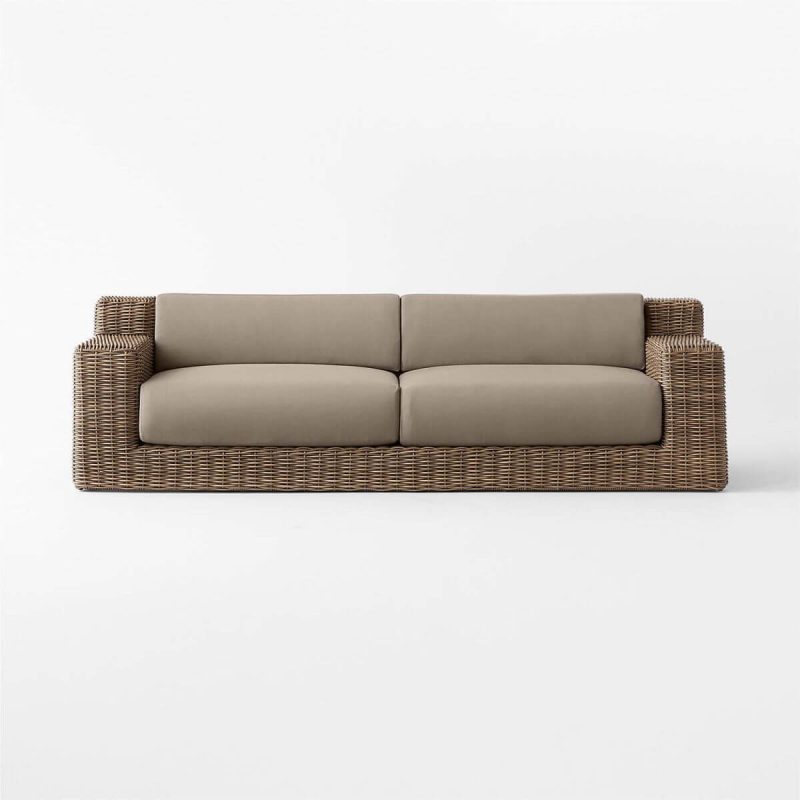 Einfaches Rattan-Loveseat für 1 Person mit 1-teiligem wasserdichtem Rahmen, Karamellrahmen und Kissen, Loveseat