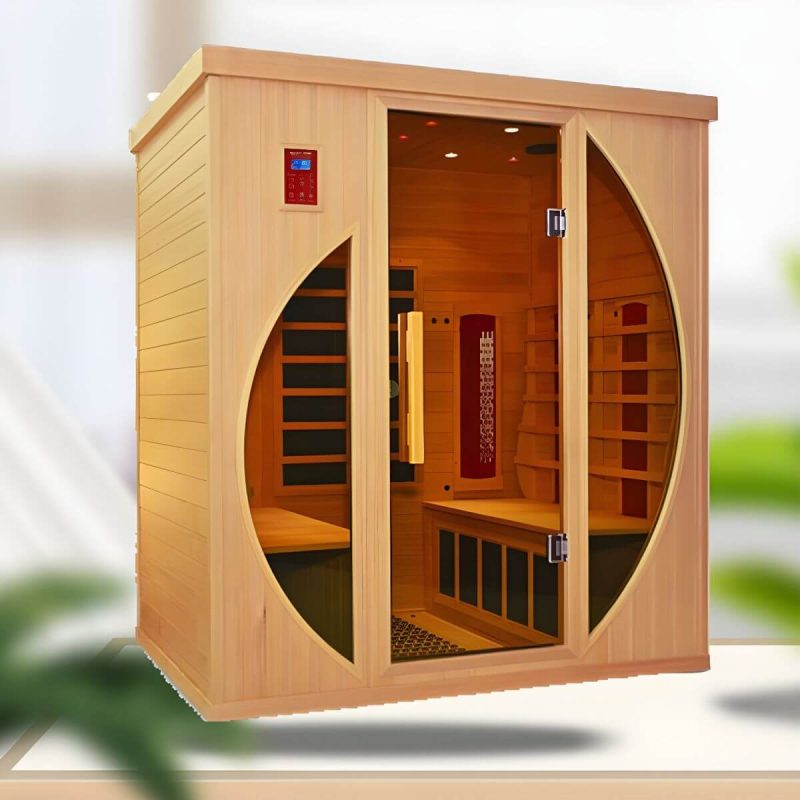 Luxus handgefertigte Holz-FAR-Infrarotsauna für 1 Person mit LED-Beleuchtung und Bluetooth - 71"L x 47"B x 75"H Liege nicht inklusive