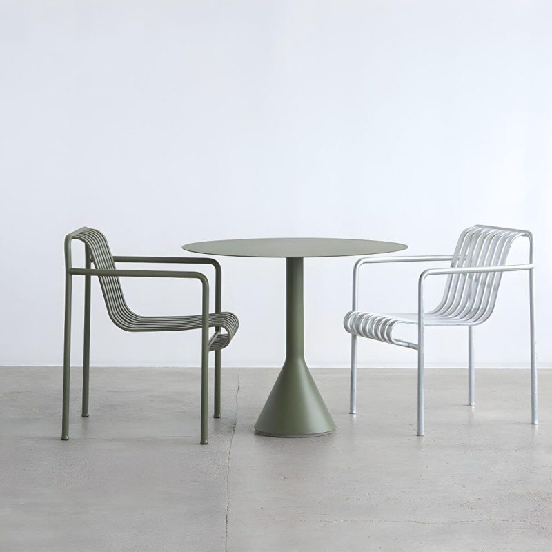 Wasserfester Eisen-Patio-Tisch Moderne Grüne Metall-Couchtisch - 23,6"L x 23,6"B x 29,5"H Quadratischer Tisch Nur