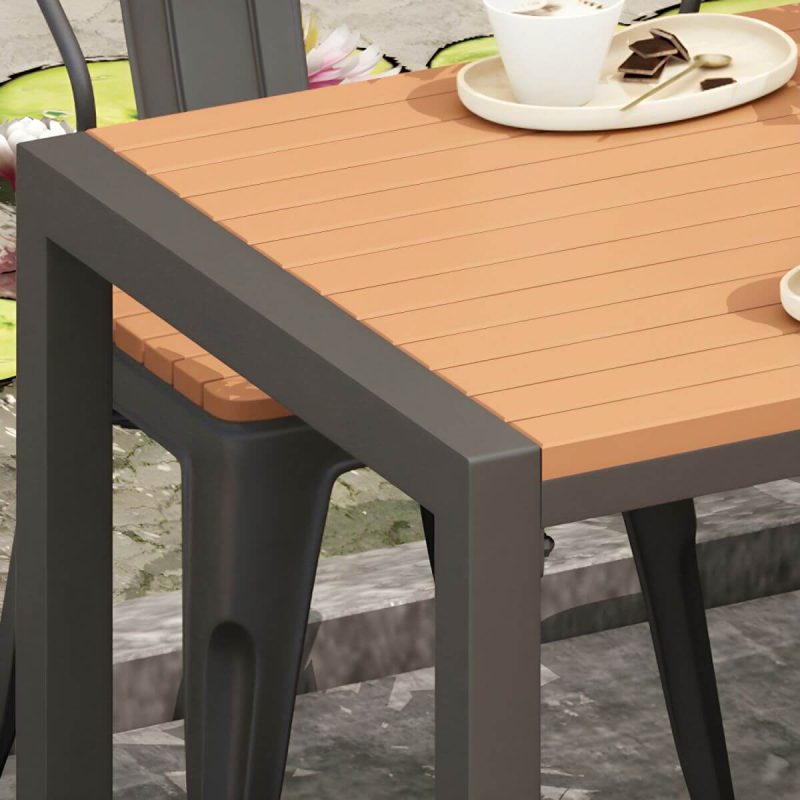 Moderner Terrassentisch aus hergestelltem Holz, wasser- und UV-beständig - 140 x 70 x 75 cm, nur schwarzer Tisch