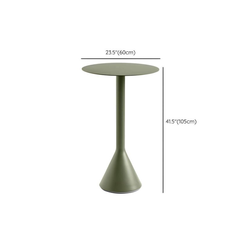 Dimension of Wasserfester Eisen-Patio-Tisch Moderne Grüne Metall-Couchtisch - 23,6"L x 23,6"B x 41,3"H Runder Tisch Nur