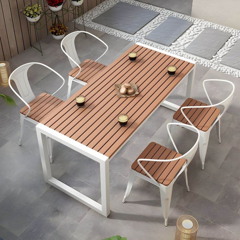 Moderner Terrassentisch aus hergestelltem Holz, wasser- und UV-beständig - 140 x 70 x 75 cm, nur schwarzer Tisch