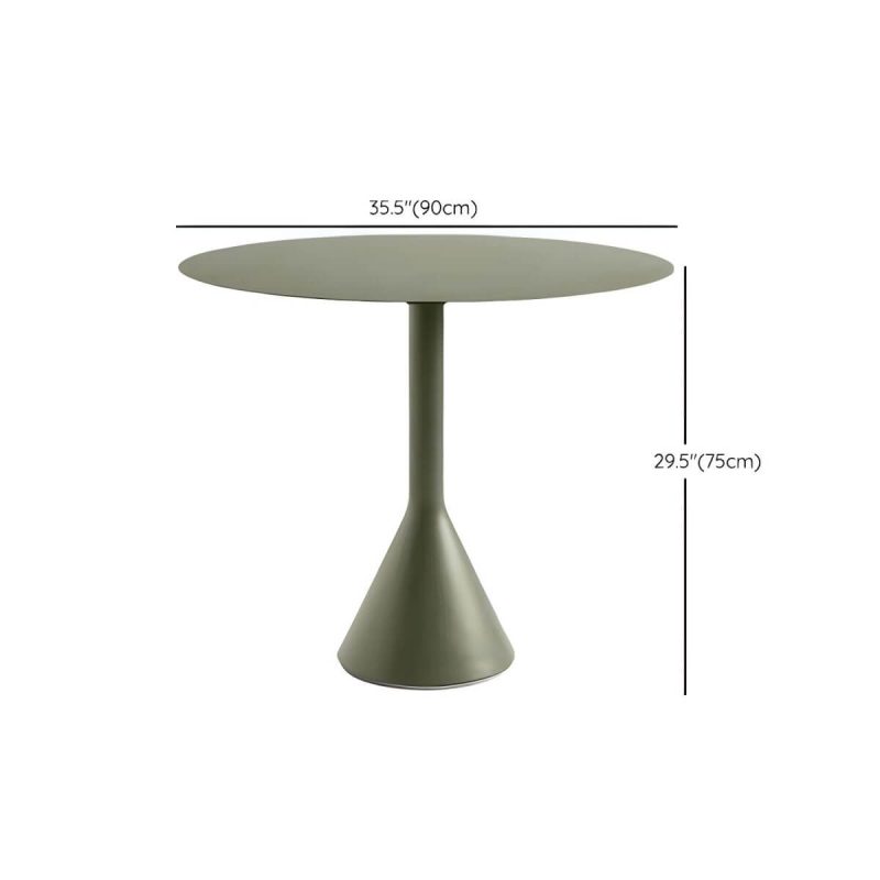 Dimension of Wasserfester Eisen-Patio-Tisch Moderne Grüne Metall-Couchtisch - 35,4"L x 35,4"B x 29,5"H Runder Tisch Nur