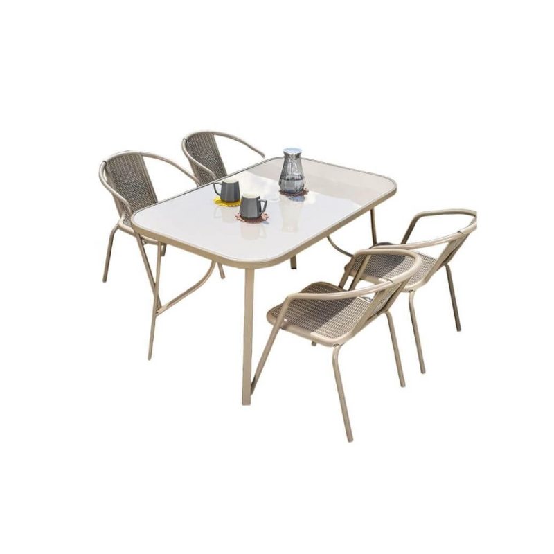 Feuerfestes Patio-Essset mit rechteckigem Tisch und Stühlen, 5-teilig, 51"L x 31"B x 28"H, Tisch & 4 Stühle