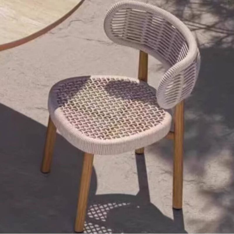Einfacher, stapelbarer UV-blockierender Aluminium Metall Terrassen Seitenstuhl, hellgraue Rückenlehne, Esszimmerstuhl