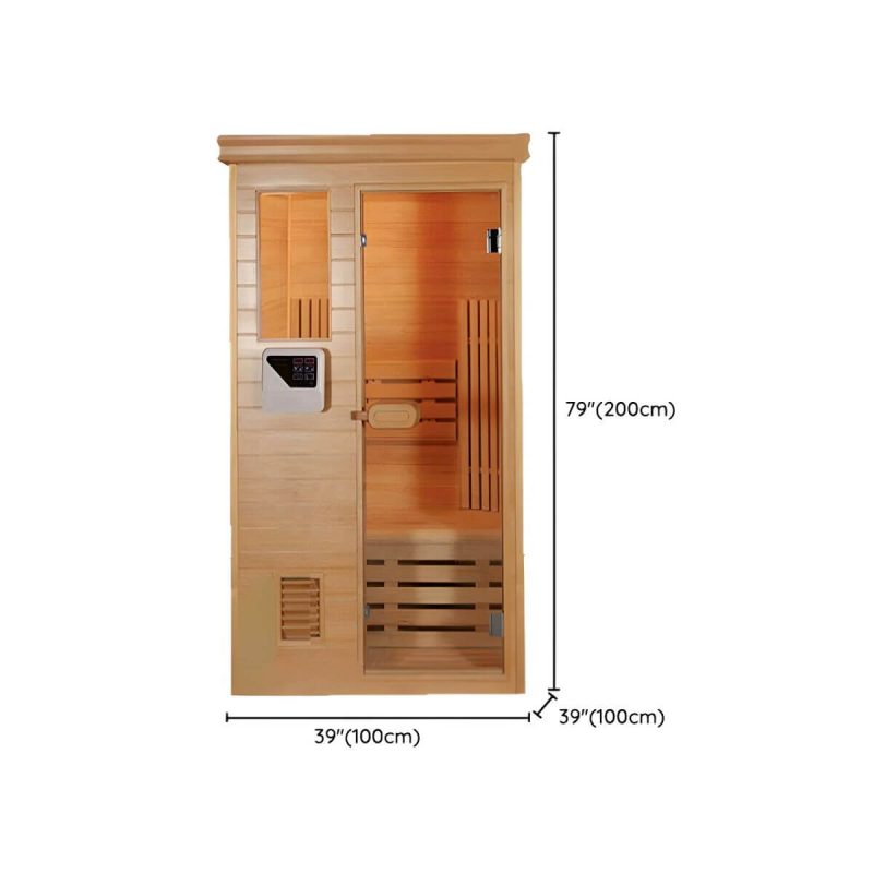 Dimension of Luxus Holz FAR Infrarot-Sauna mit LED-Beleuchtung und Bedienfeld - 39.4"L x 39.4"B x 78.7"H