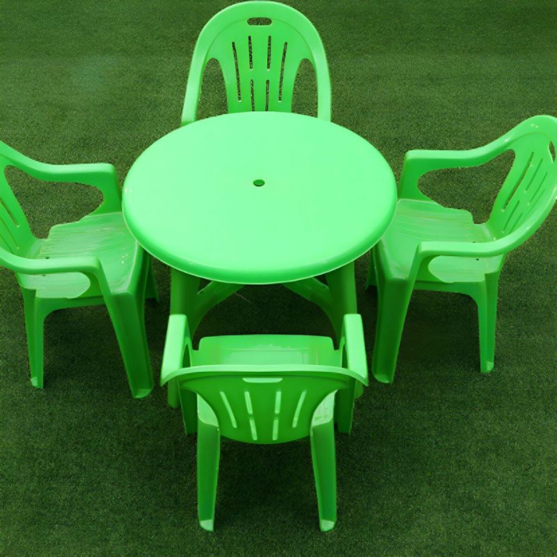 Outdoor-Plastik-Patio-Tisch im zeitgenössischen Stil in runder/quadratischer Form - Grün 47,2"L x 47,2"B x 27,6"H Nur Tisch