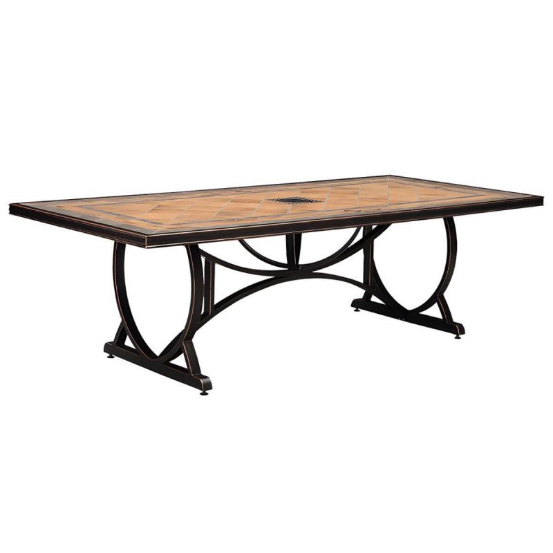 Stein/Keramik-Esstisch Outdoor Aluminium-Gestell Terrassentisch in Braun - Nur Tisch 94"L x 43"B x 29"H