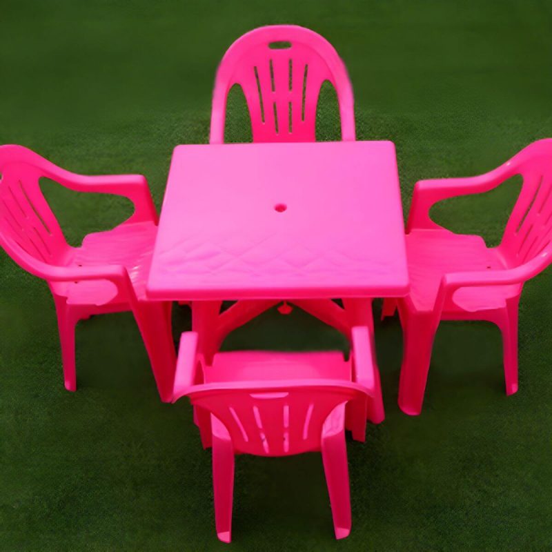 Outdoor-Plastik-Patio-Tisch im zeitgenössischen Stil in runder/quadratischer Form - Rot 31,5"L x 31,5"B x 27,6"H Nur Tisch