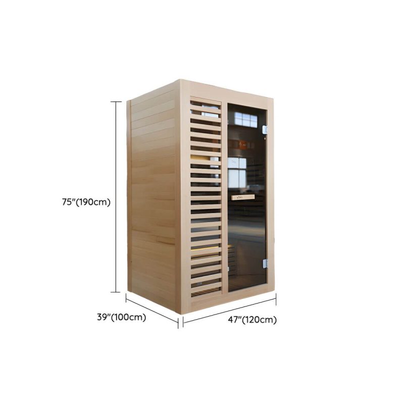 Dimension of Rechteckige Holzsauna mit LED-Beleuchtung, Bluetooth und MP3-Player kompatibel - 47"L x 39"B x 75"H
