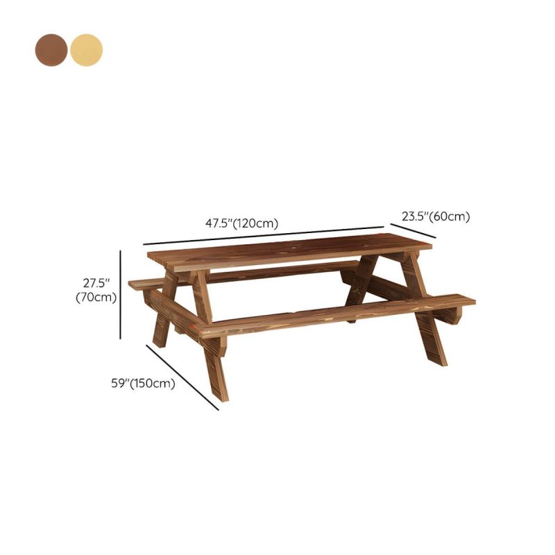 Dimension of Zeitgenössischer Massivholz-Picknicktisch rechteckig wasserfester Picknicktisch - Holzfarbe 47,2"L x 23,6"B x 27,6"H Tisch nur Tisch