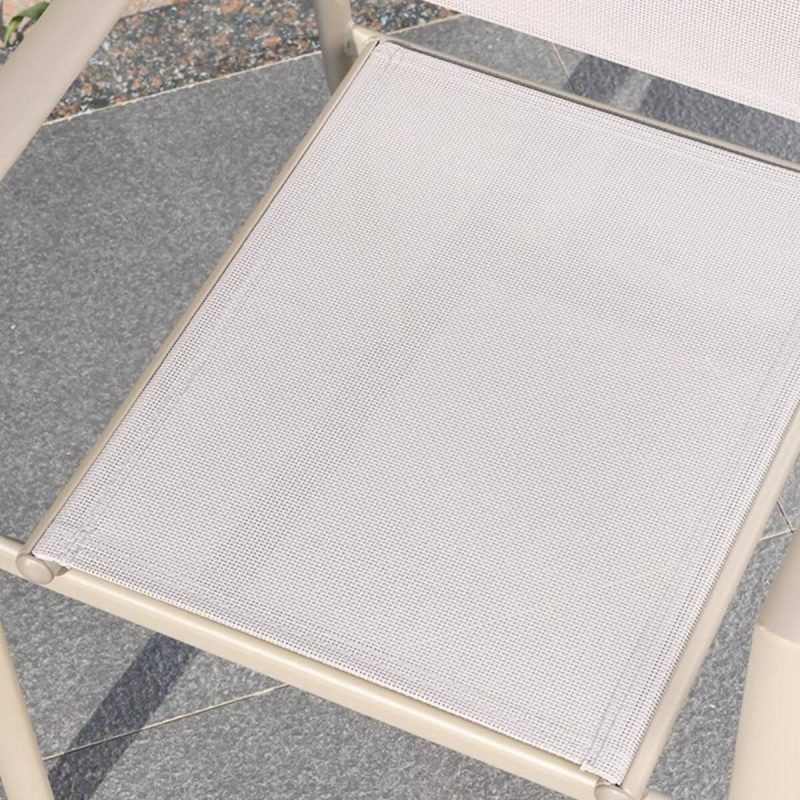 Elfenbein Outdoor-Essgruppe mit wetterbeständigem glasartigem rechteckigem Tisch und Stühlen - 7-teiliges Set, 51"L x 31"B x 28"H, Tisch & 6 Stühle