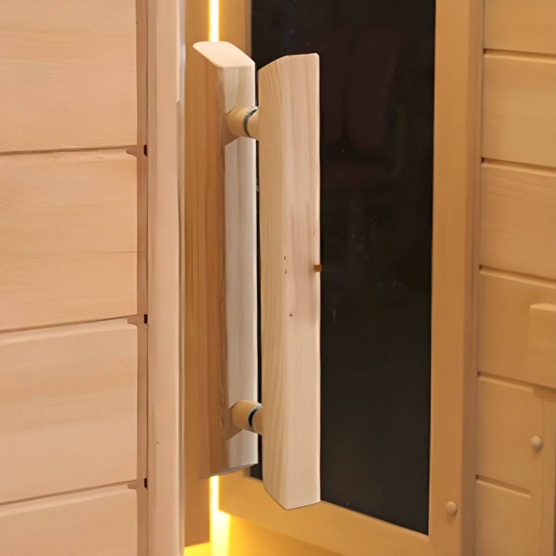 Luxuriöse 1-Personen-Holz-FAR-Infrarotsauna mit LED-Beleuchtung und Bluetooth - Beige Einzel