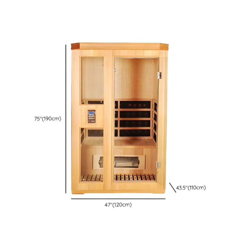 Dimension of Holz-Infrarotkabine mit 1 Tür, beige, LED-Beleuchtung und Belüftung - 47"L x 43"B x 75"H