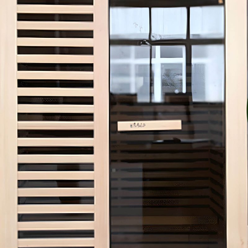 Rechteckige Holzsauna mit LED-Beleuchtung, Bluetooth und MP3-Player kompatibel - 35"L x 35"B x 75"H