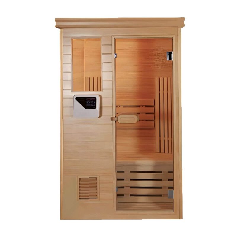 Infrarotsauna für 1 Person mit maximaler Temperatur 90°C, Holzmaterial und Sitzbank - 47.2"L x 47.2"B x 78.7"H