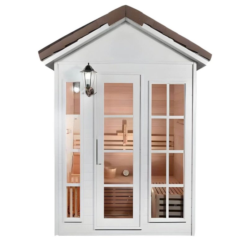 1 Sitz Hemlock FAR Infrarotsauna mit LED-Beleuchtung und Bluetooth - Weiß 47"L x 47"B x 96"H