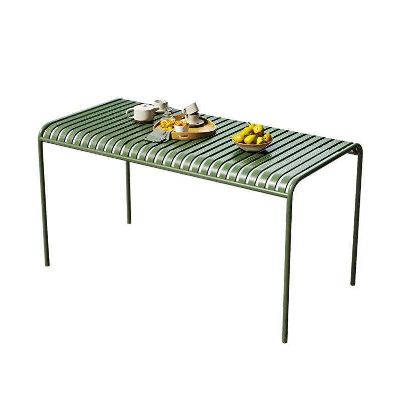 Metall-Gartentisch im zeitgenössischen Stil, wasserbeständig in rechteckiger/quadratischer Form - Nur Tisch 55.1"L x 27.6"B x 29.5"H Schwarz