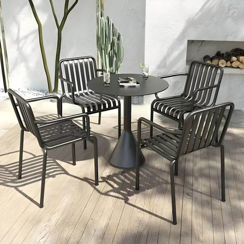 Zeitgenössischer Outdoor-Rund-/Quadrattisch Eisen Rostbeständiger Couchtisch - Schwarzes Quadrat Nur Tisch