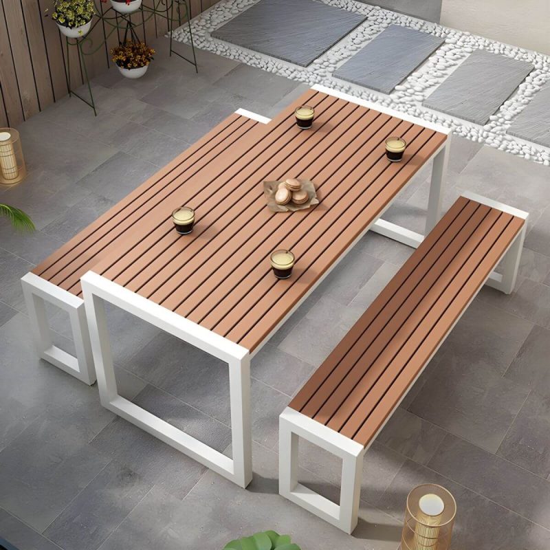 Moderner Terrassentisch aus hergestelltem Holz, wasser- und UV-beständig - 160 x 70 x 75 cm, nur schwarzer Tisch