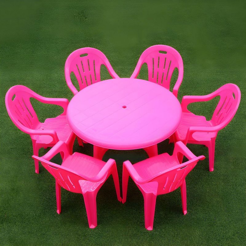 Outdoor-Plastik-Patio-Tisch im zeitgenössischen Stil in runder/quadratischer Form - Rosa 43"L x 43"B x 27,5"H Nur Tisch