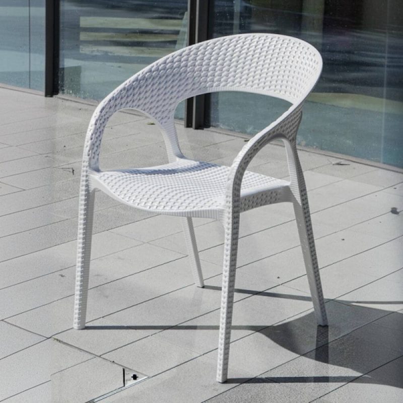 Rostbeständiges klares Outdoor-Essset mit quadratischem Vitreous-Tisch, 5-teiliges, Stuhl und Tisch, Tisch & 4 Stühle