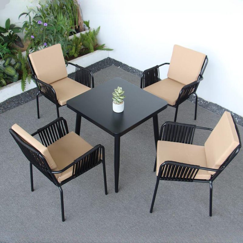 Polstergarnitur 5-teilig wetterfeste Tinte quadratische Outdoor-Essgruppe mit Stuhl & Tisch, 27.6"L x 27.6"B x 29.1"H, Tisch & 4 Stühle