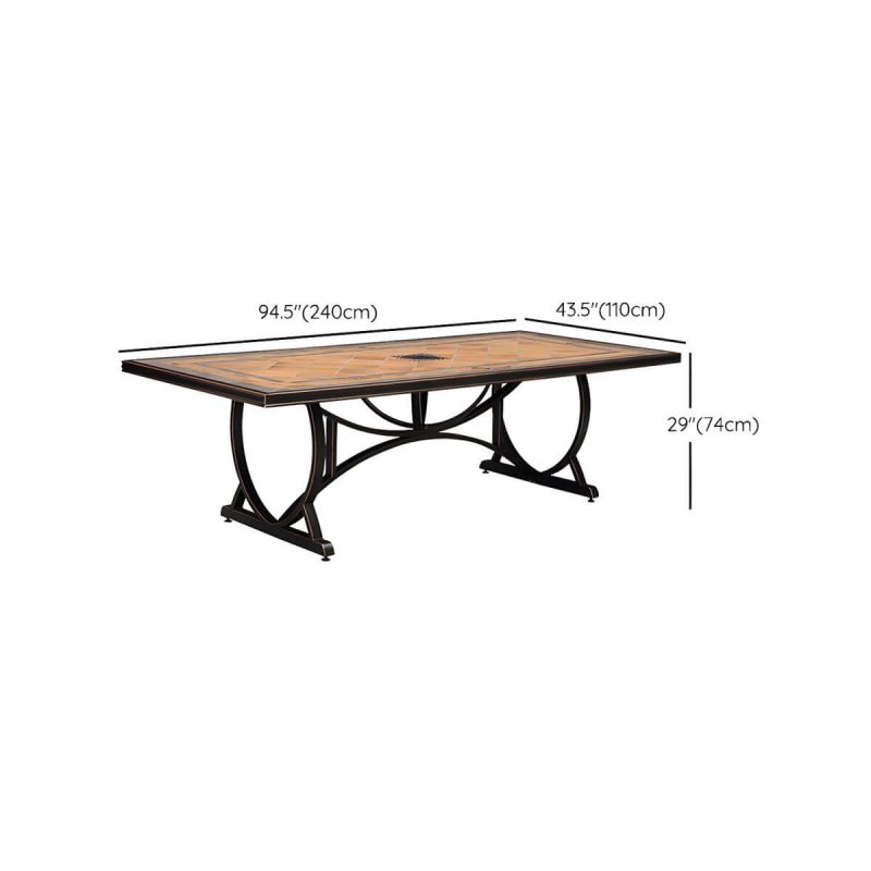 Dimension of Stein/Keramik-Esstisch Outdoor Aluminium-Gestell Terrassentisch in Braun - Nur Tisch 94"L x 43"B x 29"H