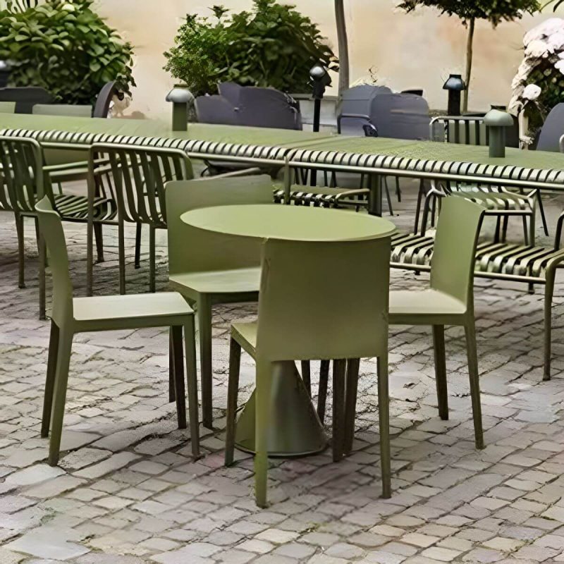 Wasserfester Eisen-Patio-Tisch Moderne Grüne Metall-Couchtisch - 35,4"L x 35,4"B x 29,5"H Runder Tisch Nur