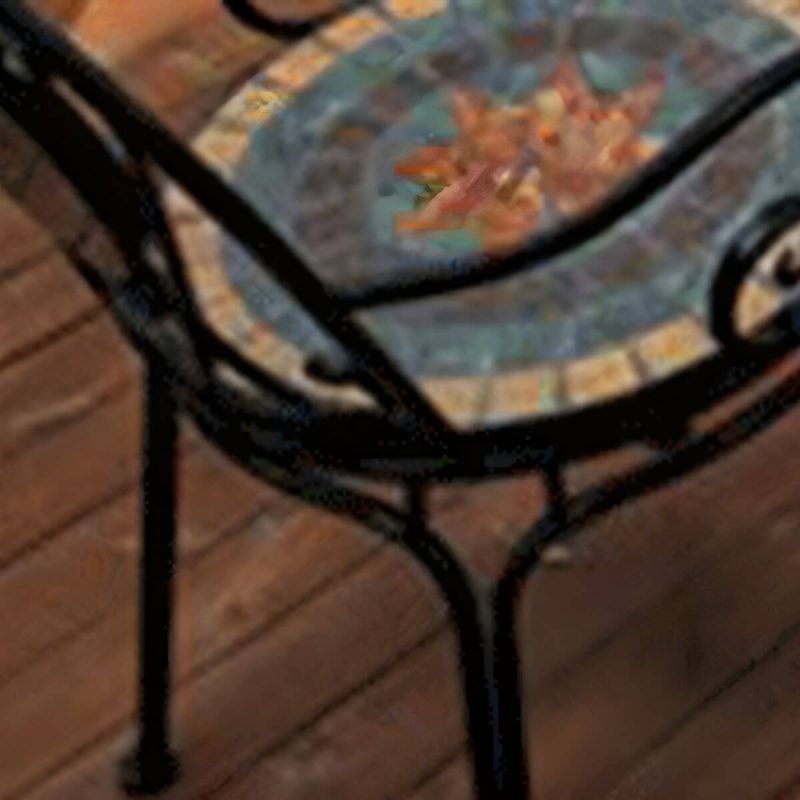 Bohemian Metall-Patio-Esstisch mit Mosaik-Design und wasserdichter Beschichtung - Nur Tisch 31,5"L x 31,5"B x 29,5"H Weiß