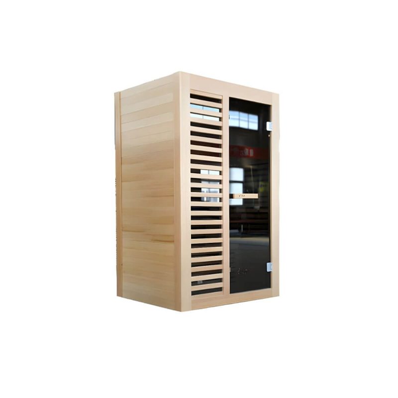Rechteckige Holzsauna mit LED-Beleuchtung, Bluetooth und MP3-Player kompatibel - 59"L x 43"B x 75"H
