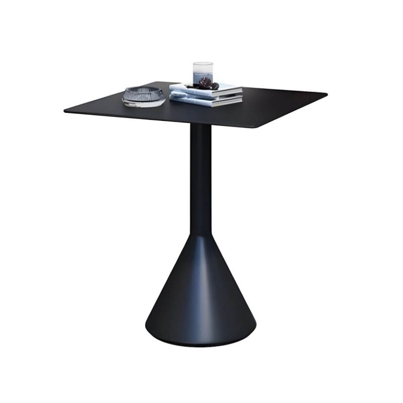 Zeitgenössischer Outdoor-Rund-/Quadrattisch Eisen Rostbeständiger Couchtisch - Schwarzes Quadrat Nur Tisch